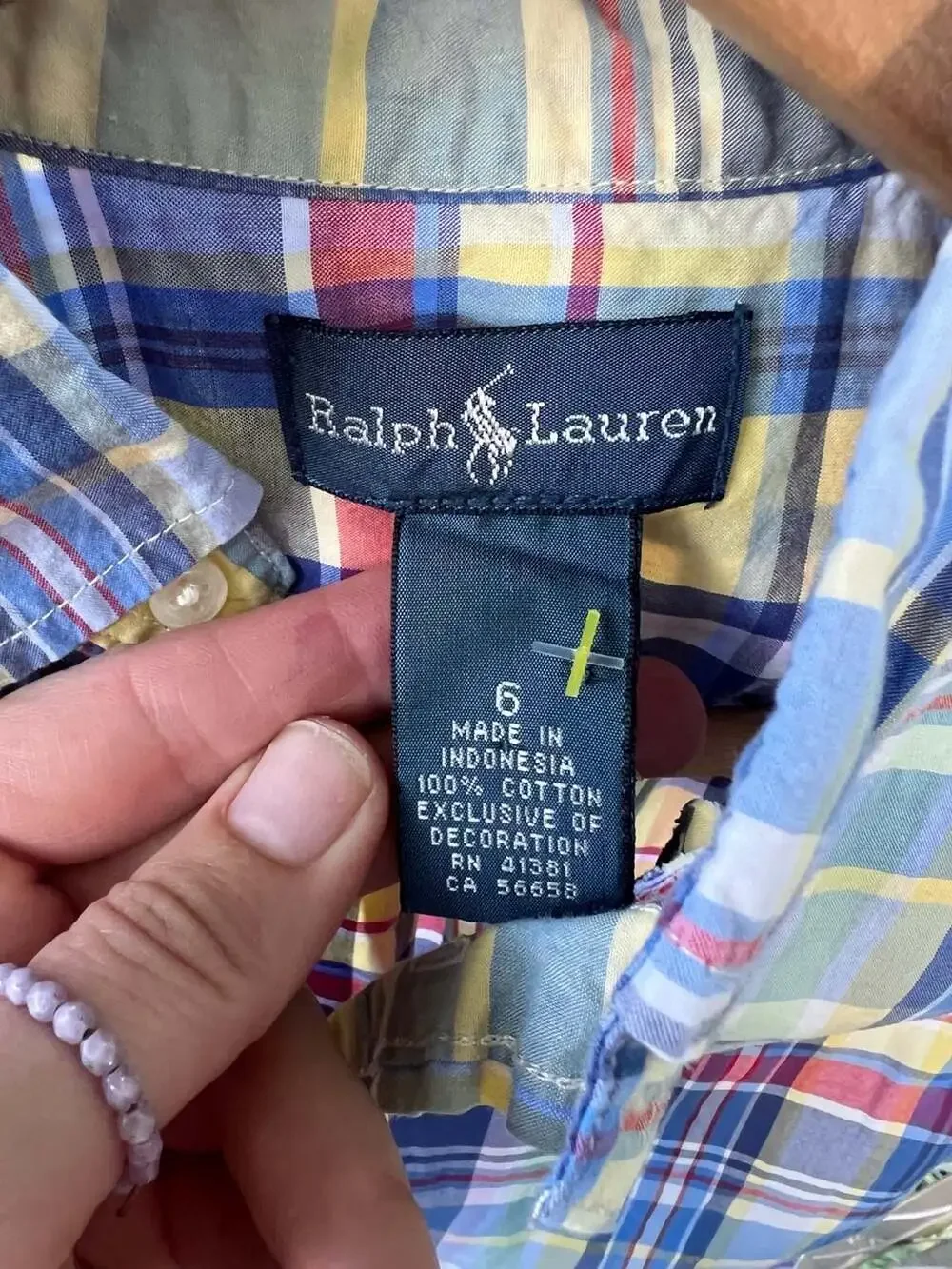 Ralph Lauren Boys 6 Short-Sleeve Plaid Button-Down Shirt Blue White Easter